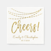 Cheers White en Gold Foil String Lights Servet (Voorkant)