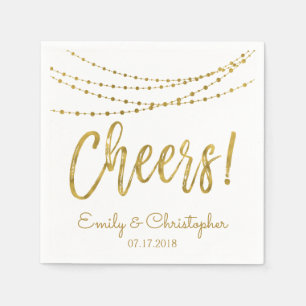Cheers White en Gold Foil String Lights Servet