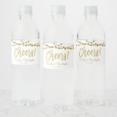 Cheers White en Gold Foil String Lights Waterfles Etiket (Flessen)