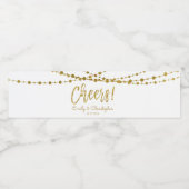 Cheers White en Gold Foil String Lights Waterfles Etiket (Enkel label)