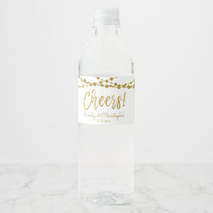Cheers White en Gold Foil String Lights Waterfles Etiket