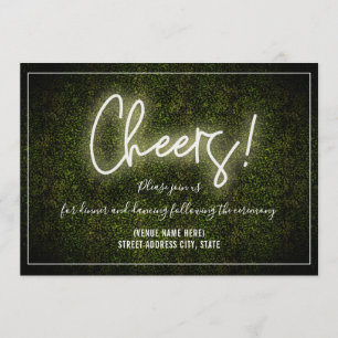 Cheers White Neon Boxwood Wedding Reception Kaart