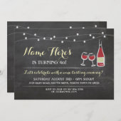 Cheers White Wine Birthday Drink Tasting Invite Kaart (Voorkant / Achterkant)