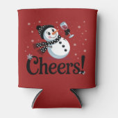 Cheers Wijn Kerst Sneeuwman Xmas Drink Winter Blikjeskoeler (Voorkant)