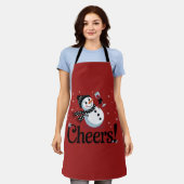 Cheers Wijn Kerst Sneeuwman Xmas Drink Winter Schort (Gedragen)