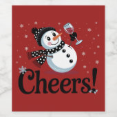Cheers Wijn Kerst Sneeuwman Xmas Drink Winter Wijn Etiket (Enkel label)