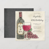 Cheers Wine Birthday-uitnodiging Kaart (Voorkant / Achterkant)