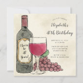 Cheers Wine Birthday-uitnodiging Kaart (Voorkant)