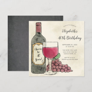 Cheers Wine Birthday-uitnodiging Kaart