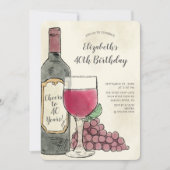 Cheers Wine Birthday-uitnodiging Kaart (Voorkant)