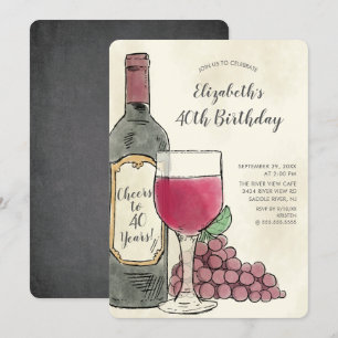 Cheers Wine Birthday-uitnodiging Kaart