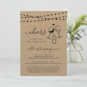 Cheers Wine Funny First Birthday Party Invitation Kaart (Staand voorkant)