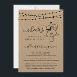 Cheers Wine Funny First Birthday Party Invitation Kaart<br><div class="desc">"Proost om het eerste jaar te overleven!" Met de hand getekende wijn en baby flesjes toast illustraties op een wonderbaarlijke rustige kraft achtergrond voor een leuk feest op de eerste verjaardag. Het coördineren RSVP, Details, Registratie, Dank u kaarten en andere punten zijn beschikbaar in het "Rustic Winery on Kraft Background"Collectie...</div>