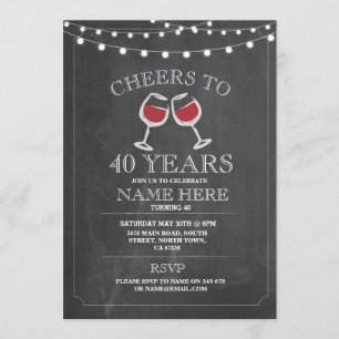 Cheers Wine Tasting Chalk Birthday Party Invite Kaart