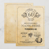 Cheers Wine Tasting Rustic Birthday Party Invite Kaart (Voorkant / Achterkant)