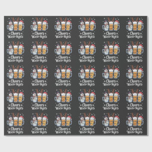 Cheers Winter Nachten Bieren Sneeuwman Bierliefheb Cadeaupapier