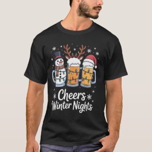 Cheers Winter Nachten Bieren Sneeuwman Bierliefheb T-shirt