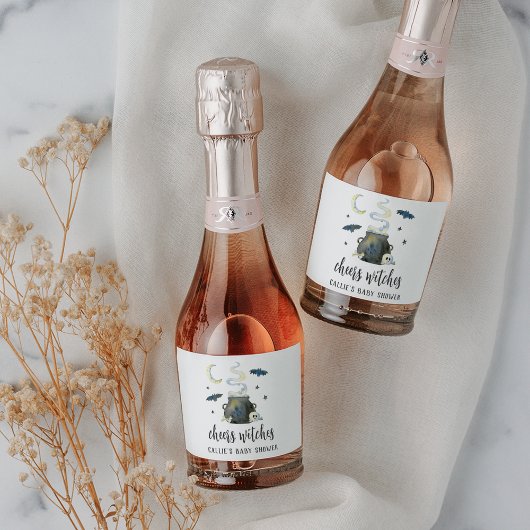 Cheers, Witches | Halloween Baby Shower Sparkling Wijnetiket