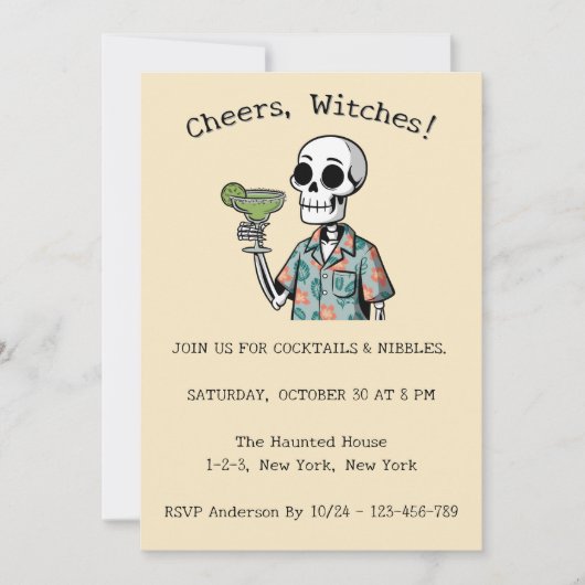 Cheers Witches Halloween Skeleton Kaart (Voorkant)