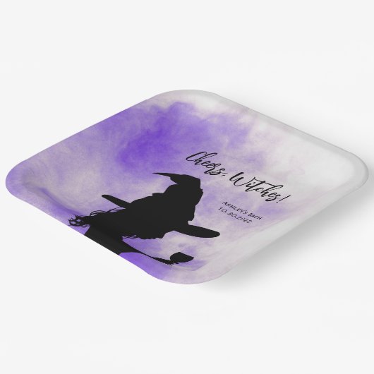 Cheers Witches, Halloween Witch Holding Wine Glass Papieren Bordje (Gebogen)