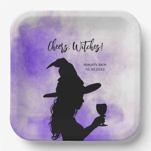 Cheers Witches, Halloween Witch Holding Wine Glass Papieren Bordje (Voorkant)
