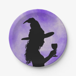 Cheers Witches, Halloween Witch Holding Wine Glass Papieren Bordje