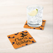 Cheers Witches Typography Bat Halloween Party Squa Kartonnen Onderzetters (Insitu)