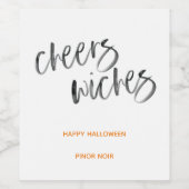 Cheers Witches Waterverf Script Wijn Etiket (Enkel label)