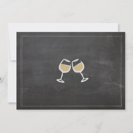 Cheers Witte Wijn Verjaardag Drink Chalk Uitnodige Kaart (Achterkant)