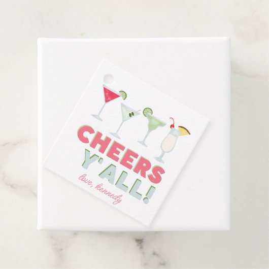 Cheers Y'all Cocktail Favor Gift Labels (In situ)