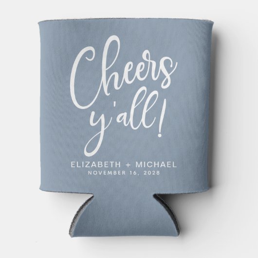 Cheers Y'All Dusty Blue Wedding Blikjeskoeler (Voorkant)