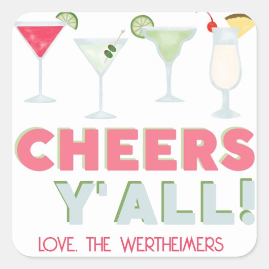 Cheers Y'all Happy Hour Sticker (Voorkant)