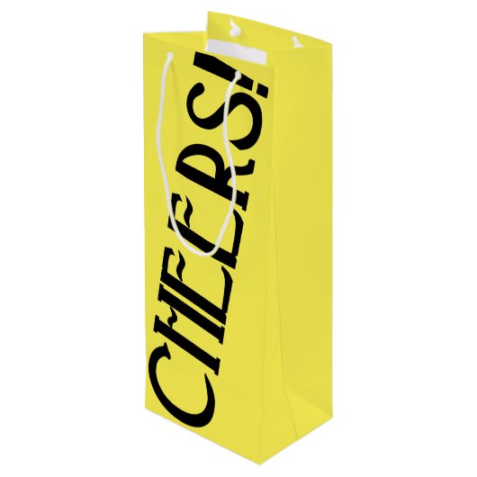 Cheers Yellow Art Deco Wijn Cadeautas (Achterkant Gekanteld)