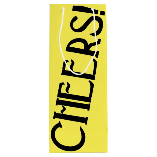 Cheers Yellow Art Deco Wijn Cadeautas (Achterkant)