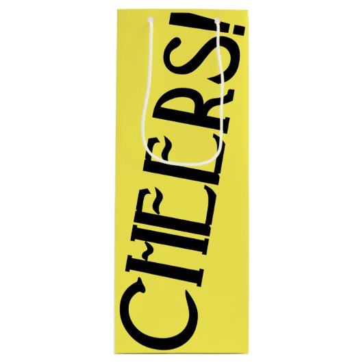 Cheers Yellow Art Deco Wijn Cadeautas (Voorkant)