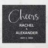 CHEERS Zwart Glitter Bruiloft Mousserende Wijn Eti Sparkling Wijnetiket (Enkel label)