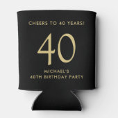 Cheers Zwart Goud 40ste Verjaardagsfeest Blikjeskoeler (Achterkant)
