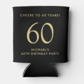 Cheers Zwart Goud 60ste Verjaardagsfeest Blikjeskoeler (Voorkant)