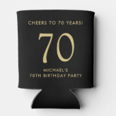 Cheers Zwart Goud 70ste Verjaardagsfeest Blikjeskoeler (Achterkant)
