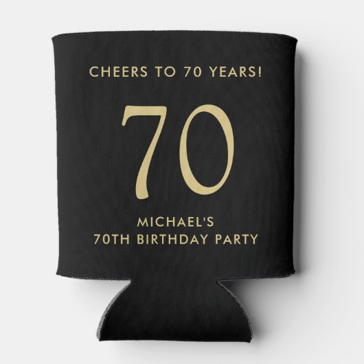 Cheers Zwart Goud 70ste Verjaardagsfeest Blikjeskoeler (Achterkant)
