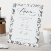 Cheers Zwart & Wit Antiek Toil Wedding Bar Menu Reclamebord Met Voetstuk (Insitu)
