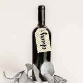 Cheers | Zwarte en Faux Gold Stripe Cadeaulabel