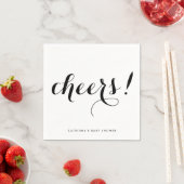 Cheers | Zwarte moderne kalligrafie Papier servet (Insitu)