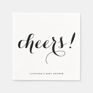 Cheers | Zwarte moderne kalligrafie Papier servet