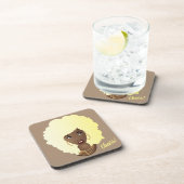 Cheers! zwarte vrouw blond afro, geïrriteerd bier onderzetter (Rechterzijde)