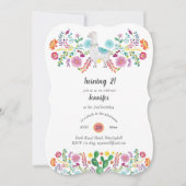 Cheery 2e verjaardag Girl FIESTA LLAMA Folk Flower Kaart (Voorkant)