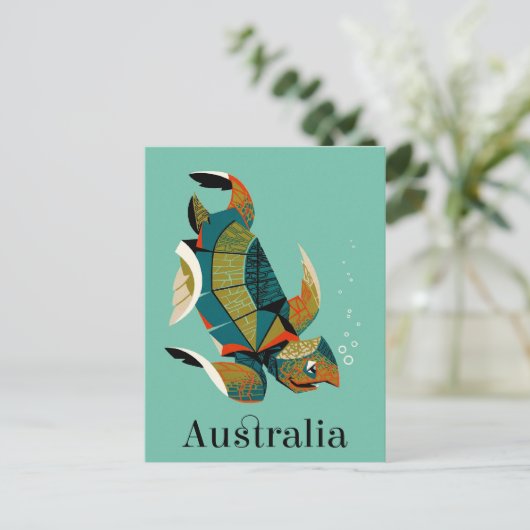 Cheery Australian Zee Turtle Briefkaart (Staand voorkant)