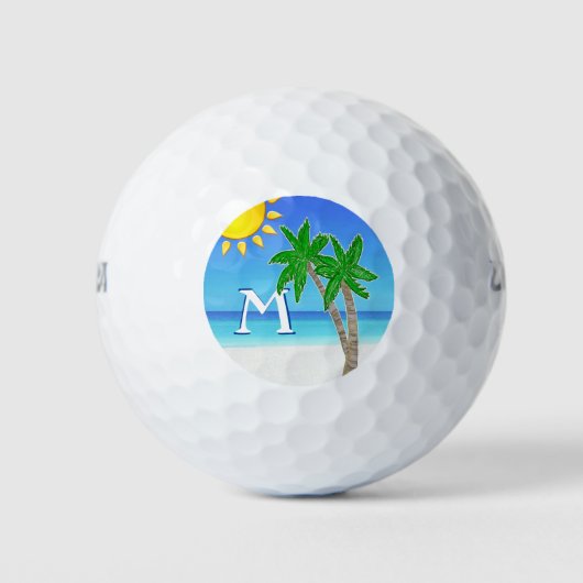 Cheery Beach Scene MONOGRAM Golf Balls voor vrouwe Golfballen (Voorkant)