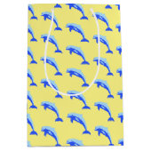 Cheery Blue Jumping Dolfijn Ocean Cartoon Medium Cadeauzakje (Voorkant)