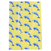 Cheery Blue Jumping Dolfijn Ocean Cartoon Medium Cadeauzakje (Achterkant)